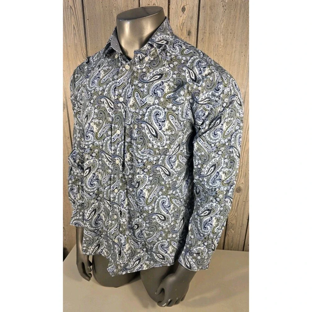 Cinch Men's Western Paisley Long Sleeve Button Front Shirt Medium Cowboy Rodeo